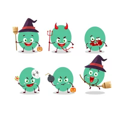 Fotobehang Halloween expression emoticons with cartoon character of green baloon © kongvector