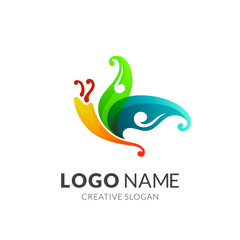 Abstract Butterfly Colorful Animal Mascot Logo Vector