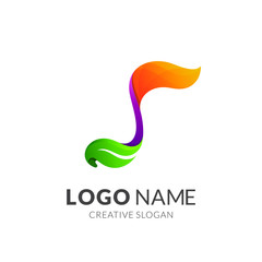 Music Note Leaf Logo Design, Nature Melody Vector Icon