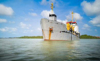 Trailing suction hopper dredger in the harbour