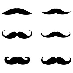 set of mustache on white background
