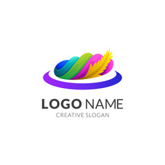 Cloud Wing/Feather Colorful Logo Design