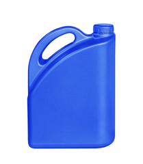 Blue plastic gallon container Isolated on white background with clipping path included.