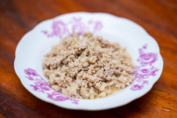 cooked marinated minced pork for cooking