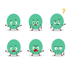 Cartoon character of green baloon with what expression