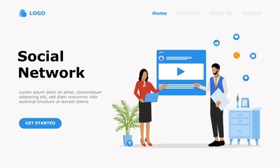 Social Network Vector Illustration Concept , Suitable for web landing page, ui, mobile app, editorial design, flyer, banner, and other related occasion