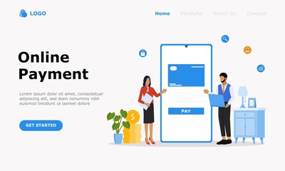 Online Payment Vector Illustration Concept, Suitable for web landing page, ui, mobile app, editorial design, flyer, banner, and other related occasion
