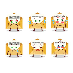 Invitation message cartoon character with sad expression
