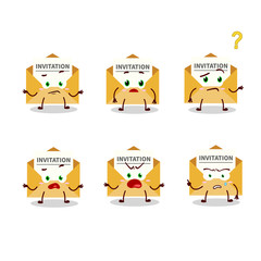 Cartoon character of invitation message with what expression