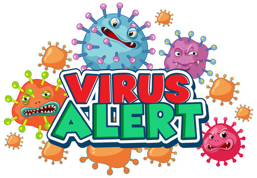 Coronavirus poster design for word virus alert with many virus cells