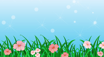 Background design template with flowers in the garden