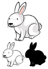 Set of bunny cartoon