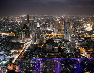 Obraz premium panoramic skyline of Bangkok by night from King Power Mahanakhon, Bangkok, Thailand