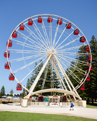 The iconic Fremantle Ferris wheel in Perth, Western Australia. Photographed on a bright sunny day. 
