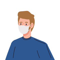 man using protective surgical mask for covid 19 prevention vector illustration design
