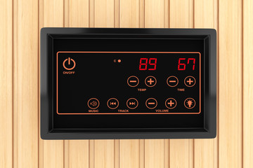 Sauna Heater Control Temperature Regulation Sensor Display. 3d Rendering