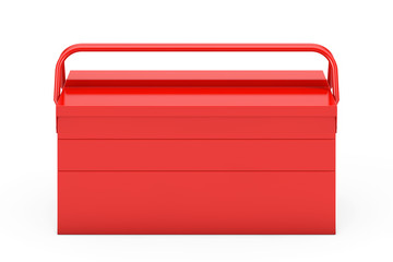 Red Metal Classic Toolbox. 3d Rendering