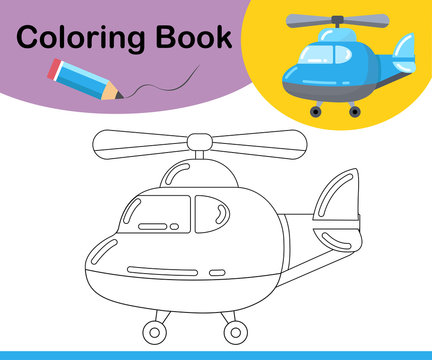 coloring book for children. cut and glue. blue helicopter. preschool education. development of children. cartoon style. Isolated picture on a white background.