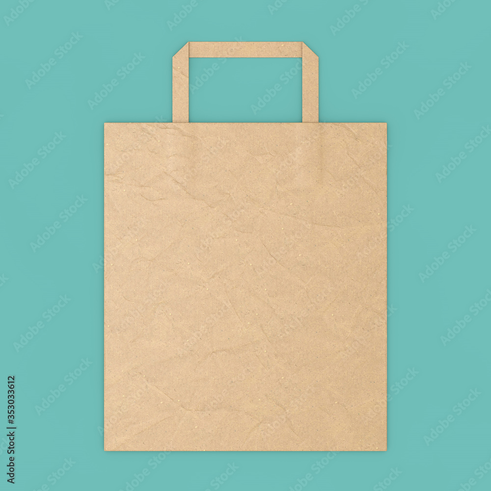 Poster brown craft paper bag mockup with blank space for your design. 3d rendering