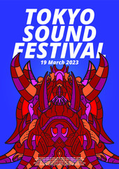 Skull Monster Music Festival Banner, flyer and Cover Template for Event, Magazine, and Web Banner. Vector illustration
