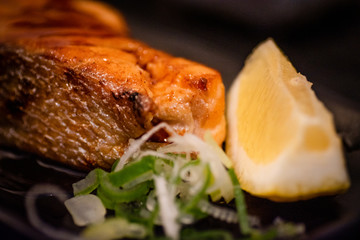 Salmon teriyaki slice