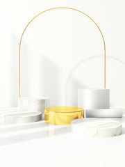 gold circle podium for showing product.3d rendering