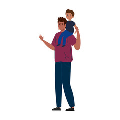 father and son wearing protective medical mask for prevent virus covid 19 vector illustration design