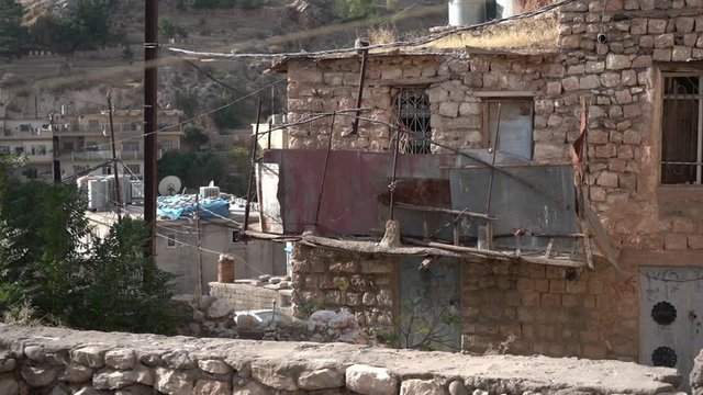 Primitive Houses in Yezidis Region of Iraqi Kurdistan, Slow Motion