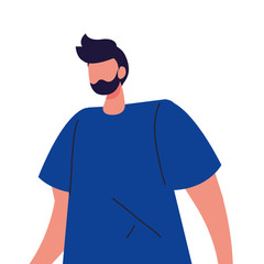 young man faceless with beard on white background vector illustration design