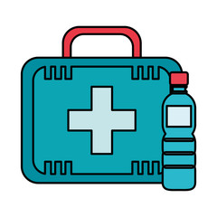 Obraz premium water bottle with medical kit equipment