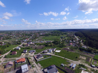 Aerial view of the saburb landscape (drone image).  Near Kiev