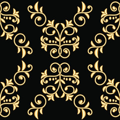 Vector repeating illustration seamless background gold embroidery pattern as an ornament