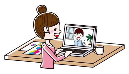 Illustration of woman having a online meeting