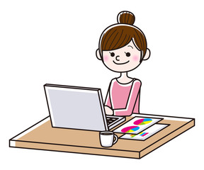 Illustration of woman working from home