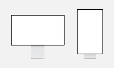 Desktop PC mockups - front view. Vector illustration