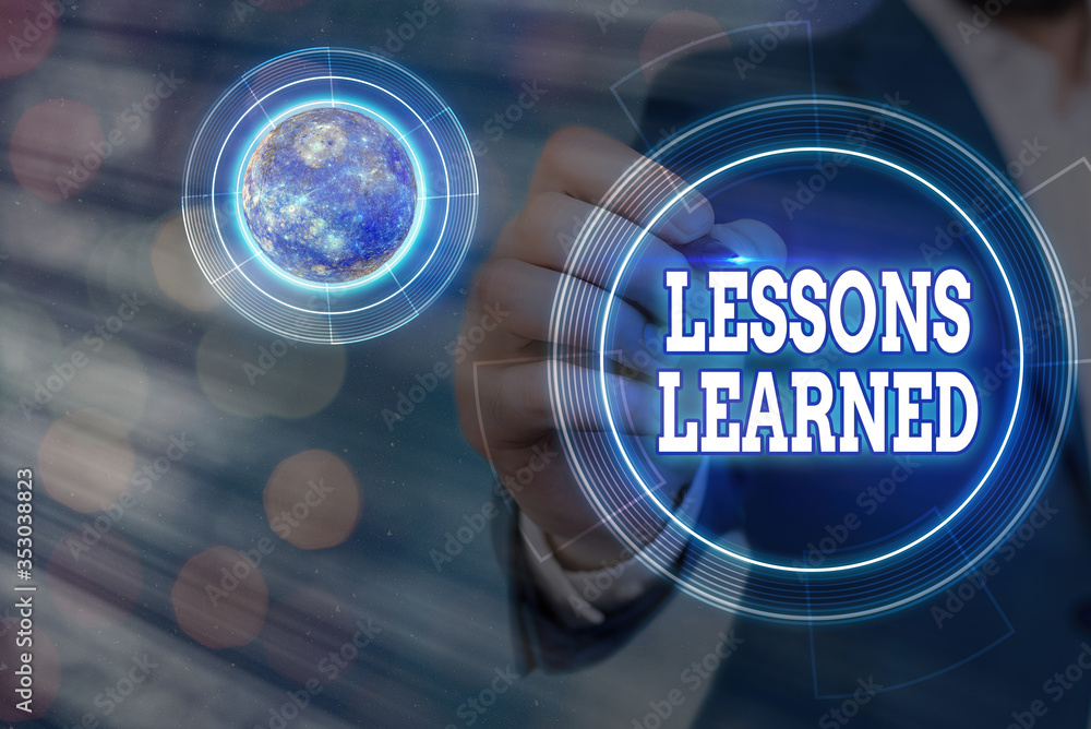 Poster conceptual hand writing showing lessons learned. concept meaning the knowledge or understanding gain