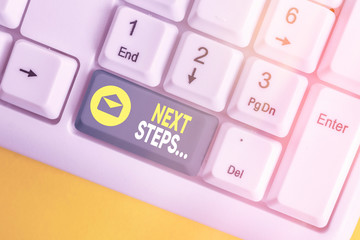 Conceptual hand writing showing Next Steps. Concept meaning something you do or plan after you ve...