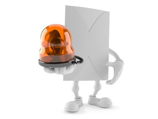 Envelope character holding emergency siren