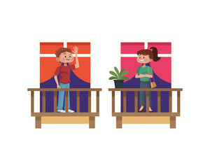 young couple on balcony avatars characters