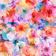 floral seamless pattern. watercolor painting. for textiles, wallpaper, fabric, wrapping paper