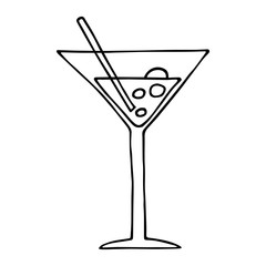 Cocktail mixed drink Hand drawn contour