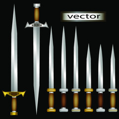 Vector illustration swords ancient weapons for a knight