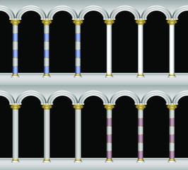 Vector illustration template marble columns four variants of appearance and color