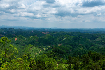 Fototapeta na wymiar Blue sky landscape of Qingshan Mountain in Guangxi, China