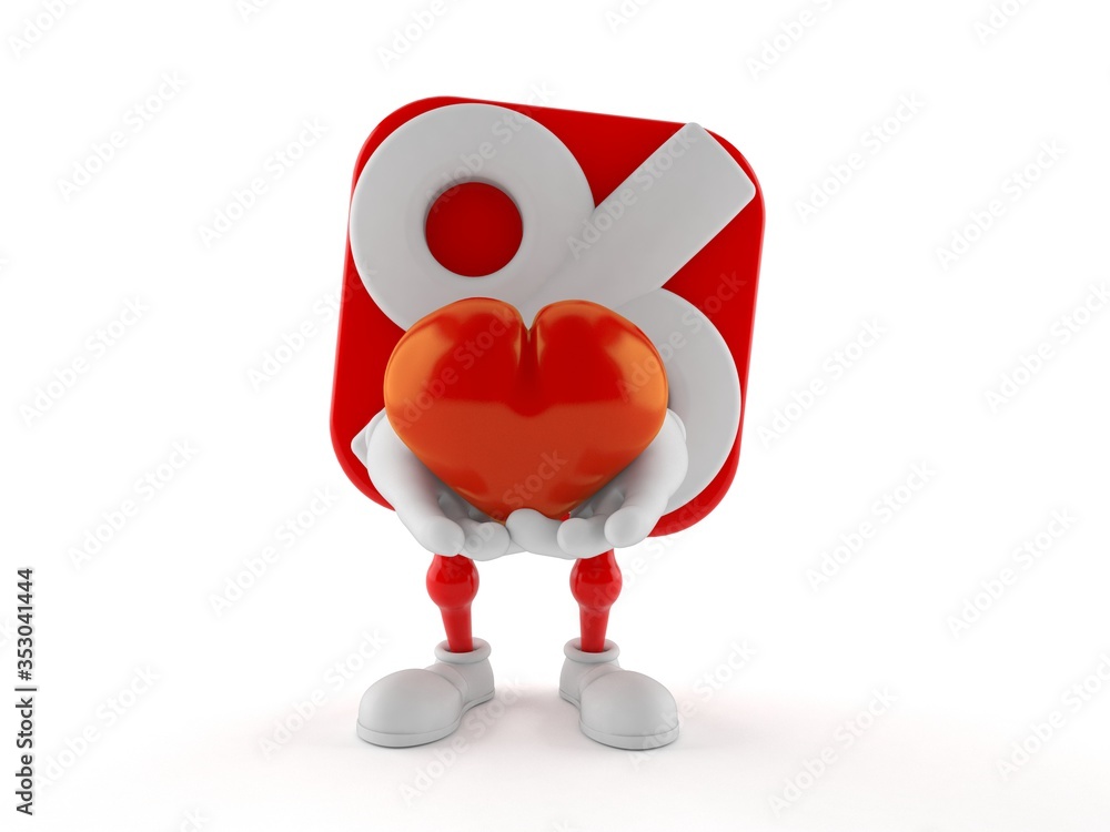 Poster Percent character holding heart