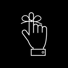 Hand with ribbon. Vector