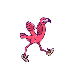 Flamingo in sneakers and sombrero mascot