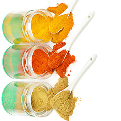 Spices isolated on white background. Free space for text.