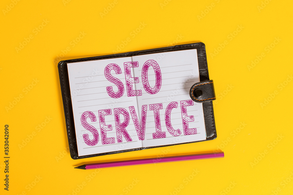 Poster text sign showing seo service. business photo text techniques and procedures to increase the website