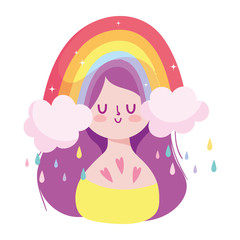 girl cartoon with lgtbi rainbow vector design